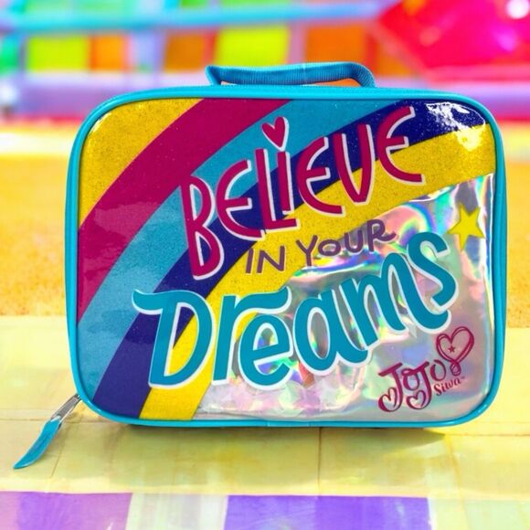 JoJo Siwa Girls Kids Lunch Box Bag Tote Believe in Your Dreams Pink Rainbow NWT - Picture 13 of 16